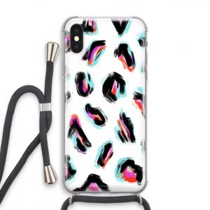 Cheetah color: iPhone X Transparant Hoesje met koord
