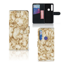 Motorola Moto G8 Plus Bookcase Marmer Goud - thumbnail