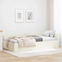 Hoekbedframe Crme 80 x 200 cm Fluweel en Engineered hout