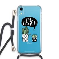 Hey you cactus: iPhone XR Transparant Hoesje met koord