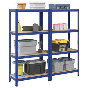 VidaXL Opbergrekken 4-laags 2 st staal & bewerkt hout blauw