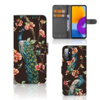 Samsung Galaxy M52 | Telefoonhoesje | Met pasjeshouder | Pauw met Bloemen