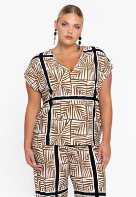 Yoek T-Shirt straight TILES | Beige | Maat 58/60