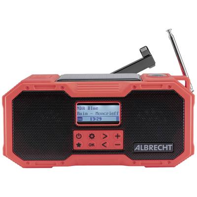 Albrecht DR 112 Outdoorradio DAB+, VHF (FM) Noodradio, USB, Bluetooth Acculaadfunctie, Handslinger, Zonnepaneel, Spatwaterbestendig, Stofvast, Zaklamp,