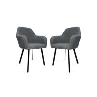 Eetkamerstoel Demi - LichtGrijs/Zwart - Set van 2