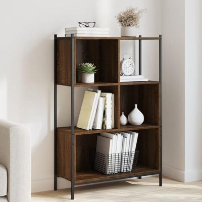Boekenkast 72x28x109 cm bewerkt hout bruin eikenkleur