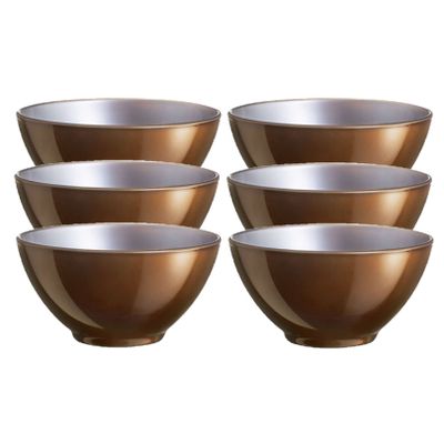 Doosje met 6x stuks flashy keuken schaaltjes 50 CL bruin/zilver