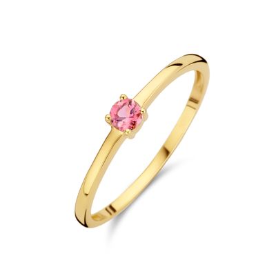 Ring Geboortesteen Oktober geelgoud-toermalijn 0.12ct roze 3 mm