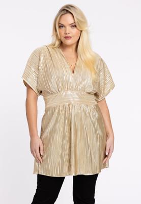 Yoek Tuniek plisse HANNELORE | Goud | Maat 38/40
