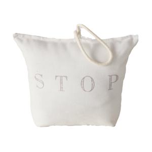 Deurstopper zak - 2 kilo - wit - polyester - 23 x 10 cm - stop tekst