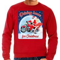Foute kersttrui sweater - motorliefhebbers - driving home - rood - heren