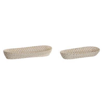 Set van trays Home ESPRIT Wit Natuurlijk 44 x 18 x 7 cm