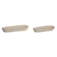 Set van trays Home ESPRIT Wit Natuurlijk 44 x 18 x 7 cm