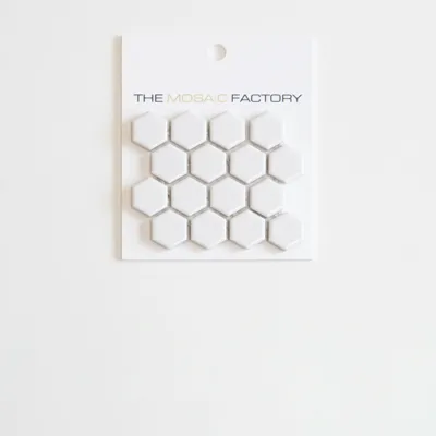The Mosaic Factory Barcelona Mozaiek Tegel Hexagon - Extra Wit Porselein Geglazuurd 260x300 mm