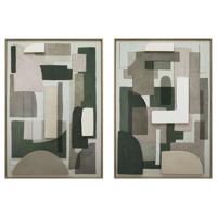 Schilderij Home ESPRIT Groen Beige Abstract Stads 70 x 3,5 x 100 cm (2 Stuks)