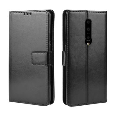 Retro Crazy Horse textuur horizontale Flip lederen case voor OnePlus 7 Pro met houder & card slots & Photo Frame (zwart)
