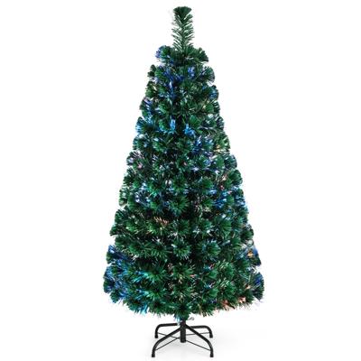 150 cm Kunstkerstboom met Glasvezel Kleurwisselaa Kerstboom PVC Naalden Kerstboom Groen