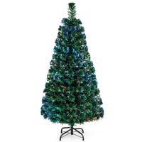 150 cm Kunstkerstboom met Glasvezel Kleurwisselaa Kerstboom PVC Naalden Kerstboom Groen