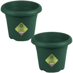 3x stuks donkergroene ronde plantenpot/bloempot kunststof diameter 30 cm