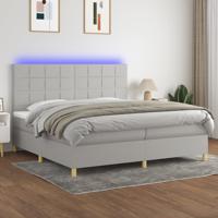 Boxspring met matras en LED stof lichtgrijs 200x200 cm