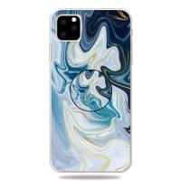 3D marmeren zachte siliconen TPU Case cover met beugel voor iPhone 11 Pro (gouden lijn blauw)