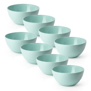 PlasticForte Schaaltjes - 8x stuks - kunststof - kommetjes - dessert/ontbijt - D14 x H6 cm - mintg