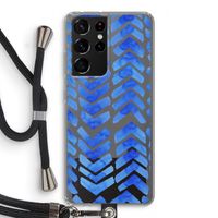 Blauwe pijlen: Samsung Galaxy S21 Ultra Transparant Hoesje met koord