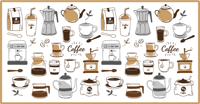 Vinyl vloerkleed keuken koffie patroon op witte achtergrond