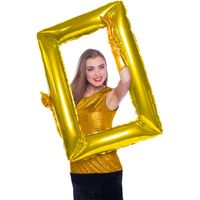 Folat Foto Frame - rechthoek - goud - 85 x 60 cm - opblaasbaar/folie ballon - photo prop   -