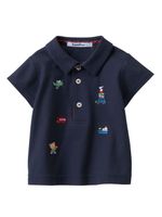 Familiar polo en coton à motif brodé - Bleu