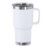Warmhoudbeker/thermosbeker STACY - tumbler - grote koffiebeker - RVS - wit - 590 ml Warmhoudbeker/thermosbeker STACY - tumbler - grote koffiebeker - RVS - wit - 590 ml