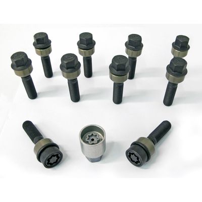 H&R Wielboutenset bolkonisch met beweegbare ring R14 M14x1.50 - Lengte 63mm - Zwart - 10 stuks (bv. HRB1456306SET