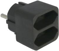 Enzo tweeweg euro verloop-stekker zwart 230v 6175890