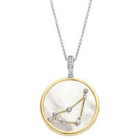 TI SENTO-Milano 6826CN Ketting Sterrenbeeld Steenbok zilver-synth.kristal-parelmoer-zirconia goud-en zilverkleurig-wit 45 cm