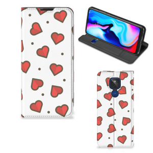 Motorola Moto G9 Play Hoesje met Magneet Hearts