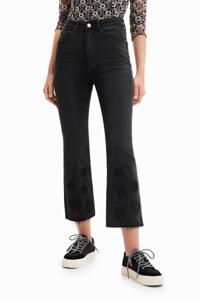 Cropped Flared jeans met borduursels - BLACK - 34