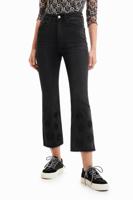 Cropped Flared jeans met borduursels - BLACK - 34 - thumbnail