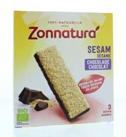 Zonnatura Sesam reep pure chocolade 3-pak bio (90 gr)
