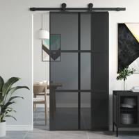 VidaXL Schuifdeur 102,5x205 cm gehard glas en aluminium zwart VidaXL Schuifdeur 102,5x205 cm gehard glas en aluminium zwart