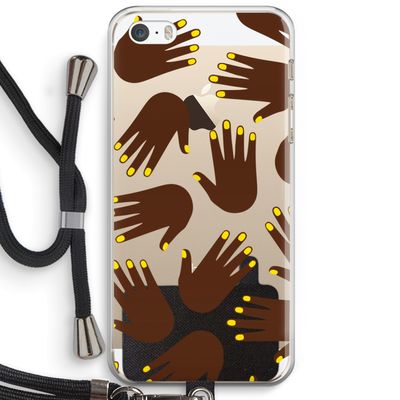 Hands dark: iPhone 5 / 5S / SE Transparant Hoesje met koord