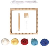 Speelgoed/knutsel/hobby Weefraam - 9-delig - 23 cm - vierkant - met garen