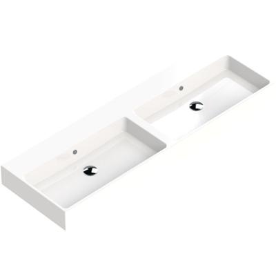 Thebalux wastafel quadro 140cm keramiek 2x kom zonder kraangat 3QU140013KW Thebalux wastafel quadro 140cm keramiek 2x kom zonder kraangat 3QU140013KW