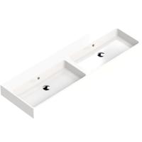 Thebalux wastafel quadro 140cm keramiek 2x kom zonder kraangat 3QU140013KW