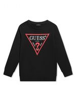 guess kids sweat à logo brodé en coton biologique - Noir