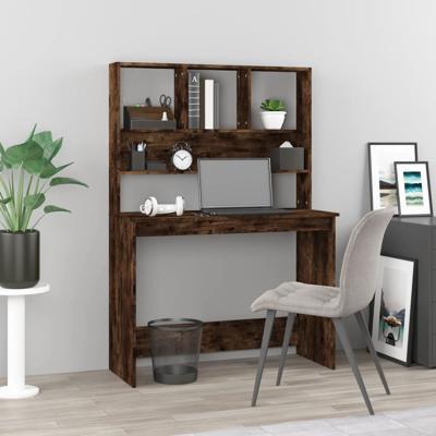 Bureau met schappen 102x45x148 cm bewerkt hout gerookt eiken