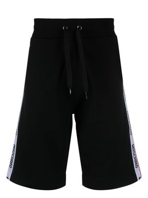 Moschino short de sport à bandes logo - Noir