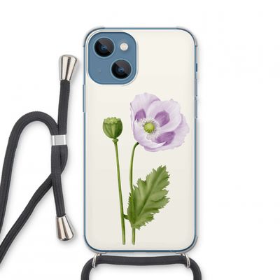 Purple poppy: iPhone 13 mini Transparant Hoesje met koord