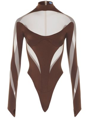 Mugler body à empiècements - Marron