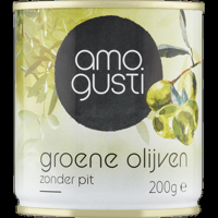 Amo Gusti Groene Olijven Zonder Pit 200 g bij Jumbo