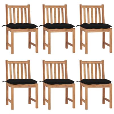 Tuinstoelen 6 st met kussens massief teakhout